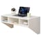 Basicwise Wall Mounted Office Computer Desk with Three Compartments, White QI003675W - alternate 1